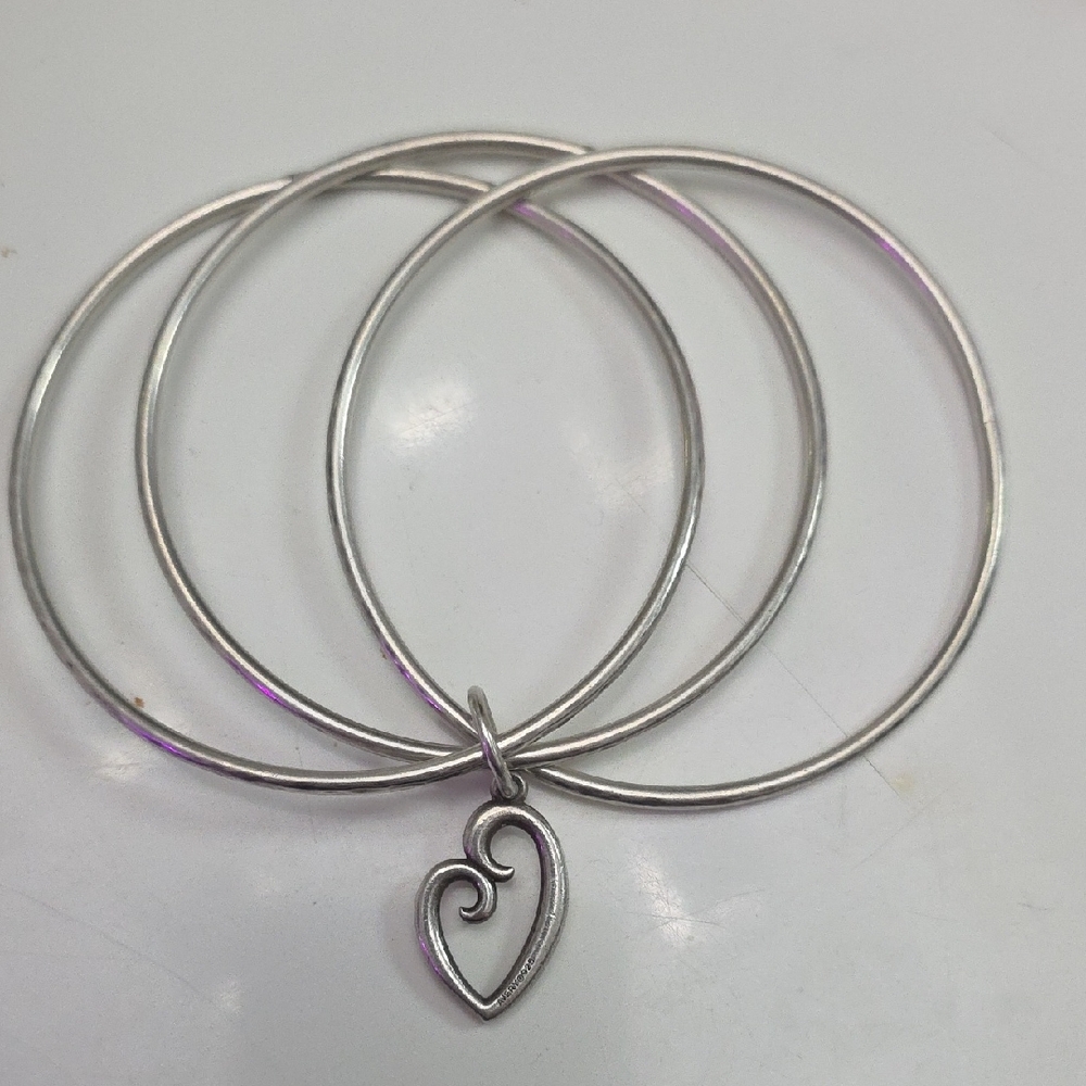 James Avery “Mother’s Love” Silver Heart Charm Triple Bangle